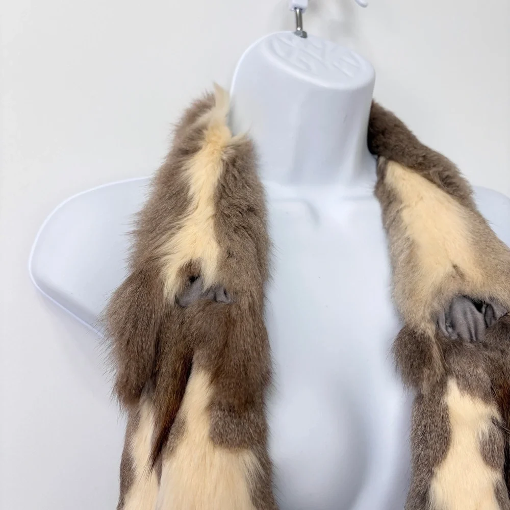VTG‎ 30’s Italy Fareris 6 Pelts Full Body Real Minks Scarf Pastel Size 44x5.5”